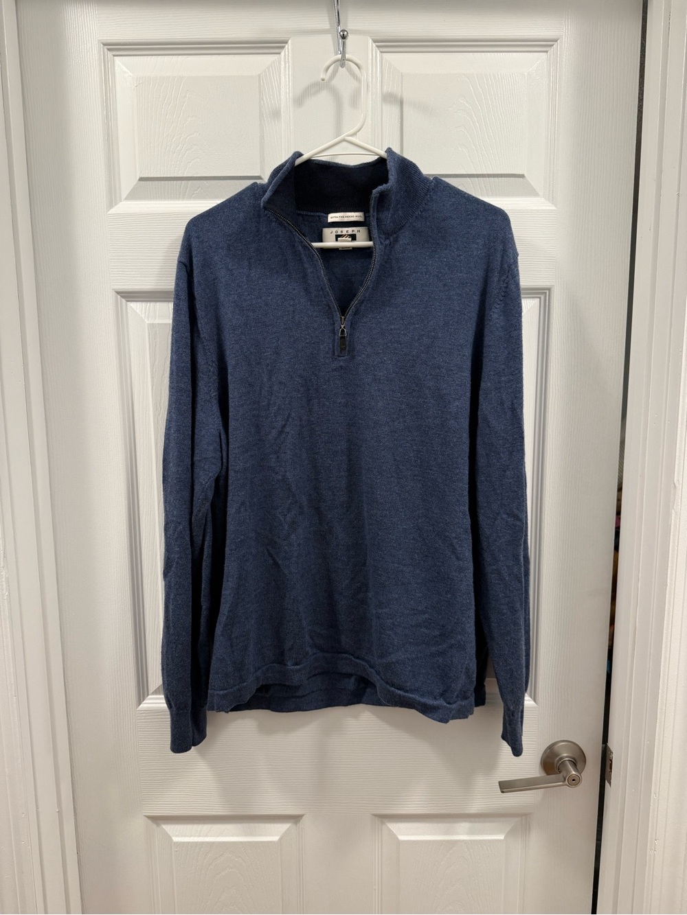 Joseph Abboud Men's Navy Quarter-Zip 100% Merino Wool Sweater size XXL